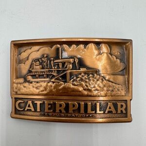 Vintage Caterpillar CAT Bulldozer Solid Metal Belt Buckle Plaque 6 Inch